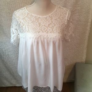 White Peach Love lace blouse